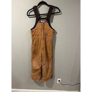 Walls Tough Wear Youth Dark Tan/ Brown Lined Canvas Overall Size 12 / 14 Large